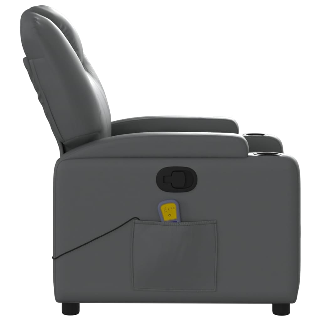 Massage Recliner Chair Gray Faux Leather