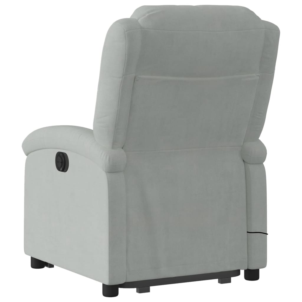 Electric Stand up Massage Recliner Chair Light Gray Velvet