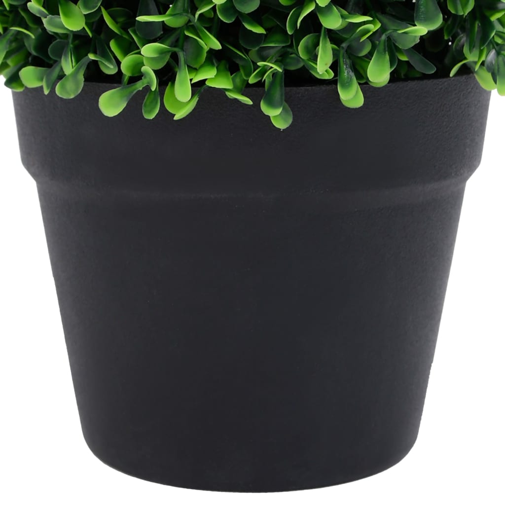 Artificial Boxwood Plants 2 pcs with Pots Ball Shaped Green 10.6"