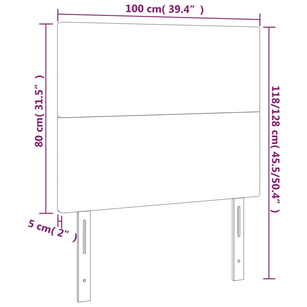 Headboards 2 pcs Light Gray 39.4"x2"x30.7"/34.6" Fabric