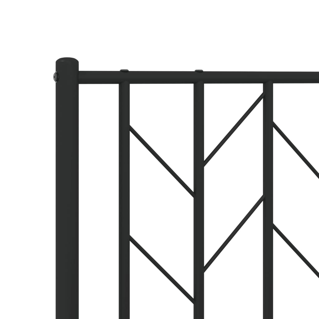 Metal Bed Frame without Mattress with Footboard Black 76"x79.9"