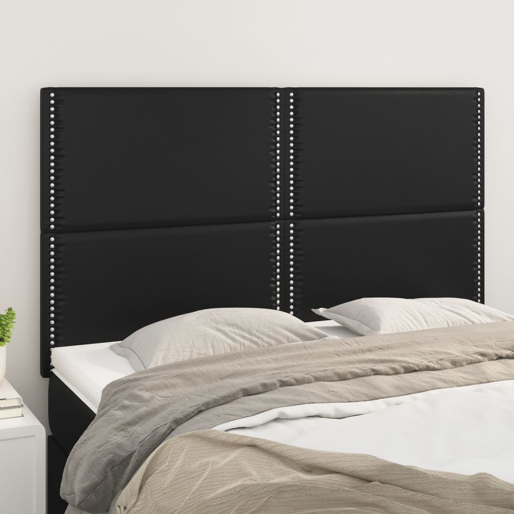 Headboards 4 pcs Black 28.3"x2"x30.7"/34.6" Faux Leather