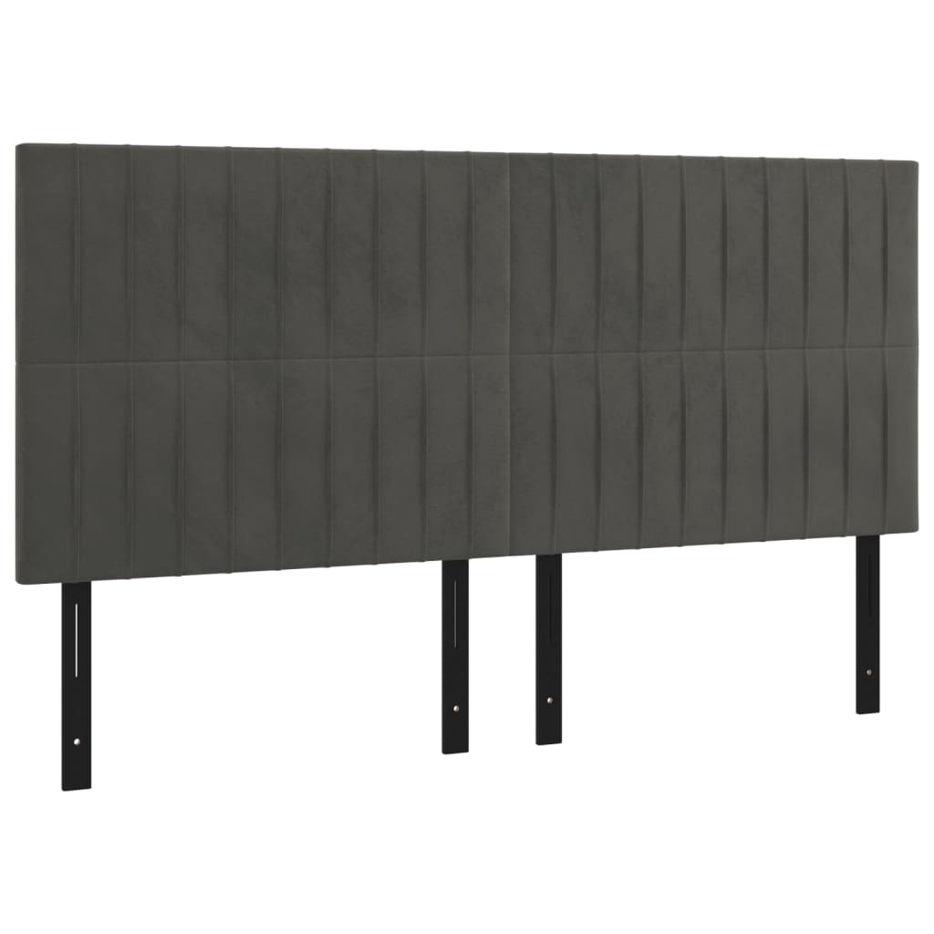 Headboards 4 pcs Dark Gray 31.5"x2"x30.7"/34.6" Velvet