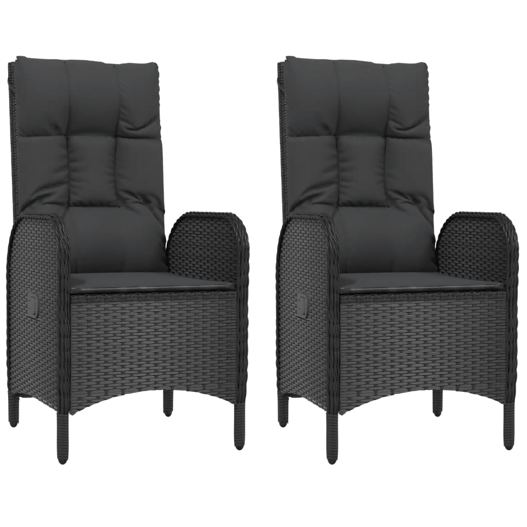 Patio Chairs 2 pcs Poly Rattan Black