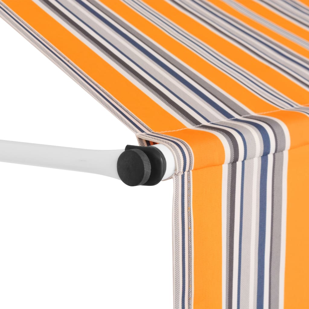 Manual Retractable Awning 98.4" Yellow and Blue Stripes