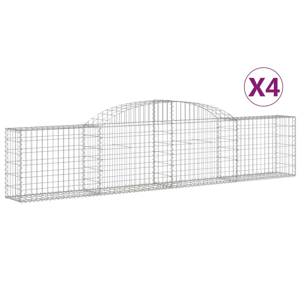 Arched Gabion Baskets 4 pcs 118.1"x11.8"x23.6"/31.5" Galvanized Iron