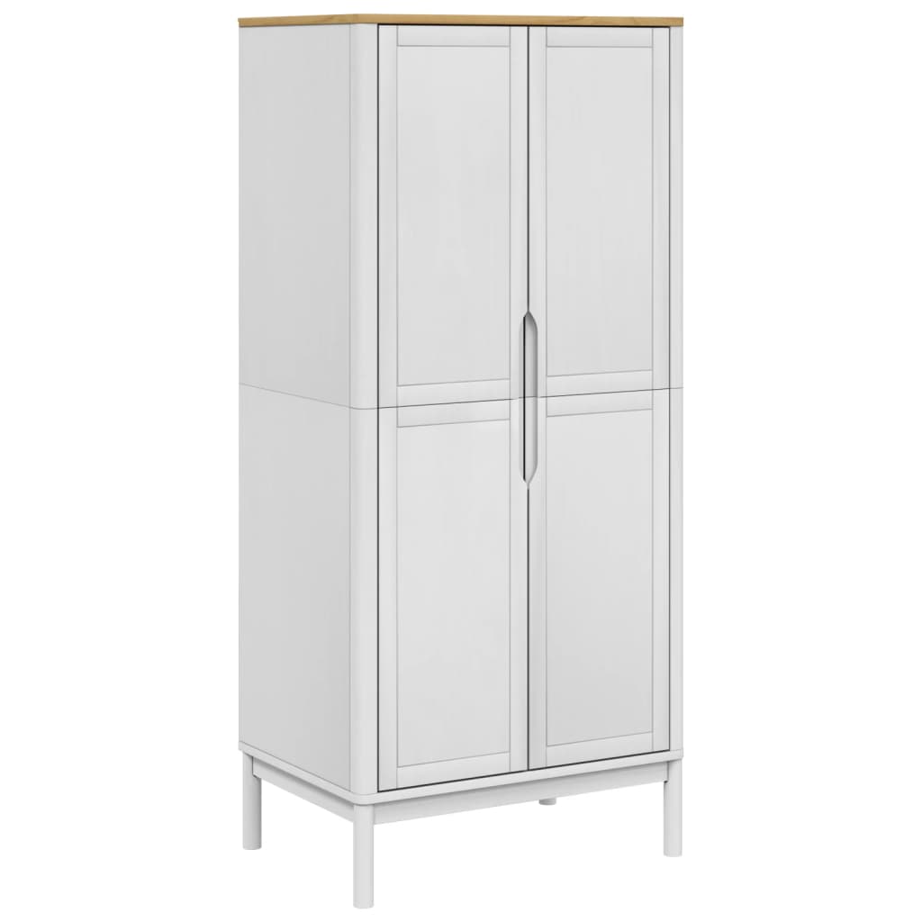 Wardrobe FLORO White 30.3"x20.9"x67.3" Solid Wood Pine