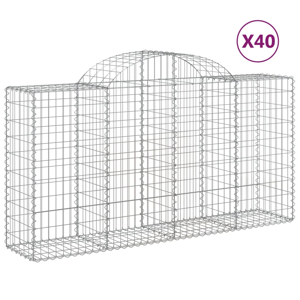 Arched Gabion Baskets 40 pcs 78.7"x19.7"x39.4"/47.2" Galvanized Iron