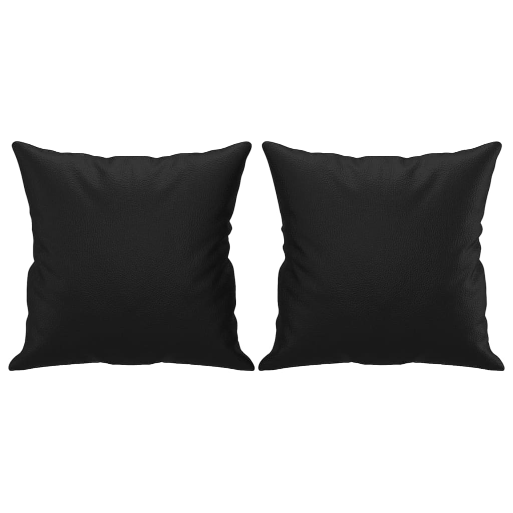 3 Piece Sofa Set with Pillows Black Faux Leather