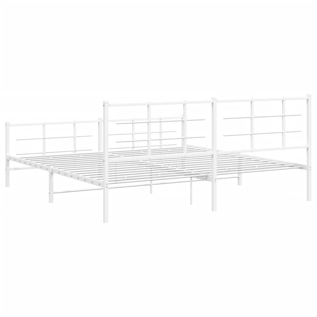 Metal Bed Frame without Mattress with Footboard White 76"x79.9"