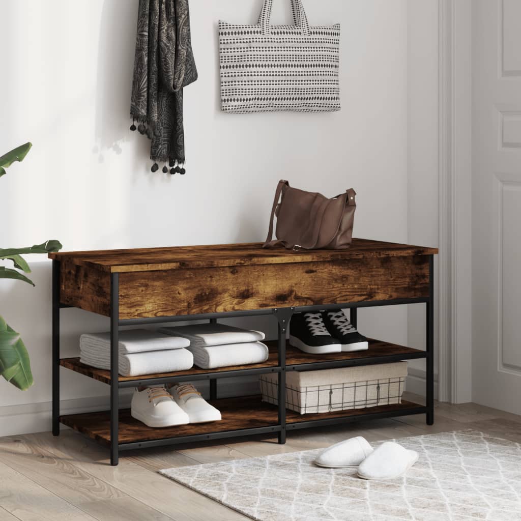 Shoe Bench Smoked Oak 39.4"x16.7"x19.7" Engineered Wood