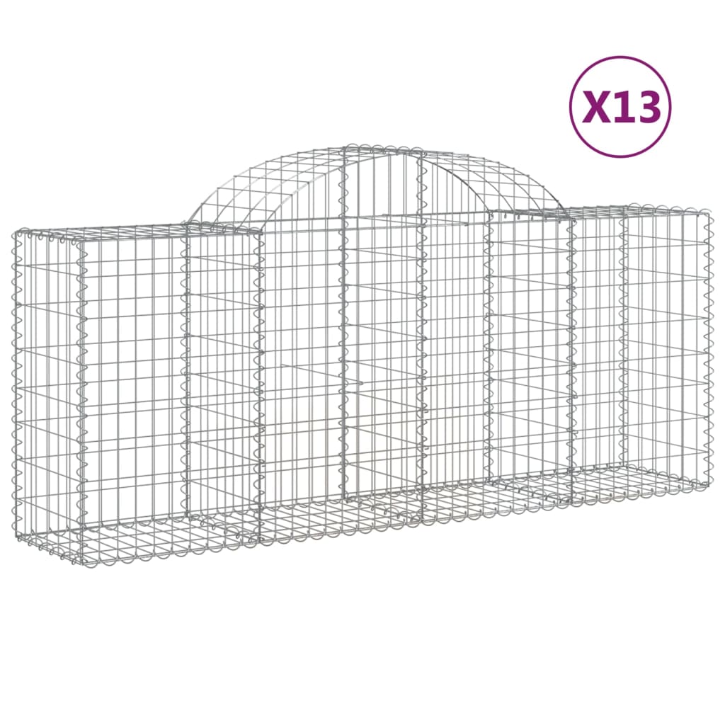 Arched Gabion Baskets 13 pcs 78.7"x19.7"x31.5"/39.4" Galvanized Iron