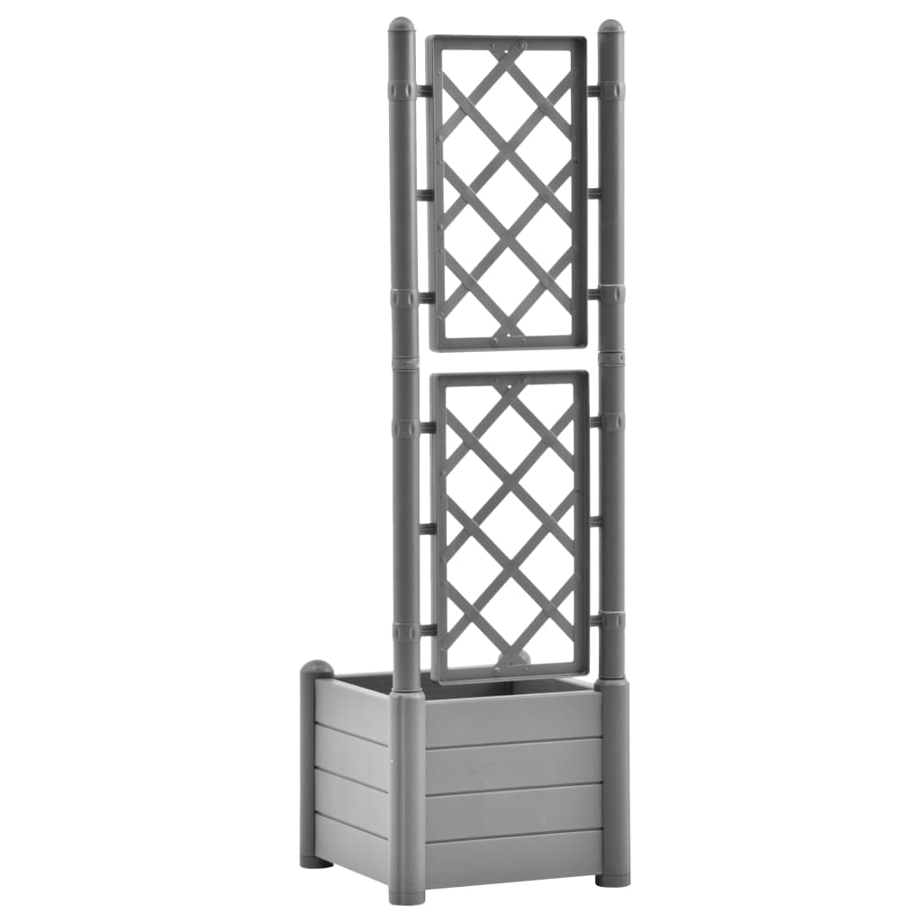 Garden Planter with Trellis 16.9"x16.9"x55.9" PP Stone Gray