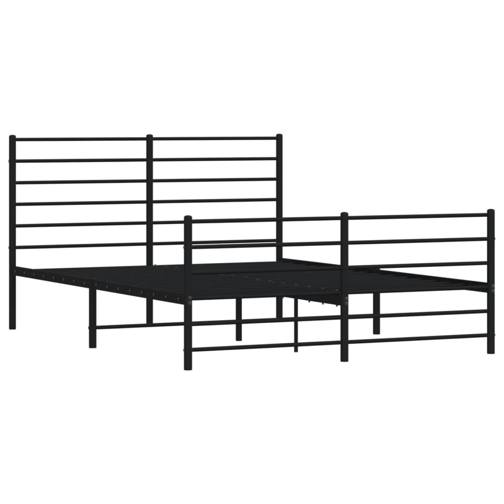 Metal Bed Frame without Mattress with Footboard Black 53.1"x74.8"