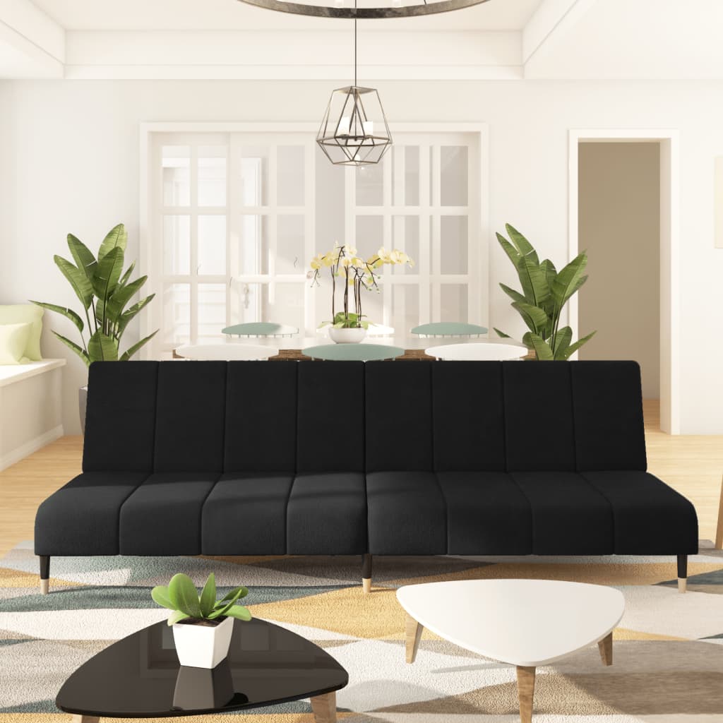 2-Seater Sofa Bed Black Velvet