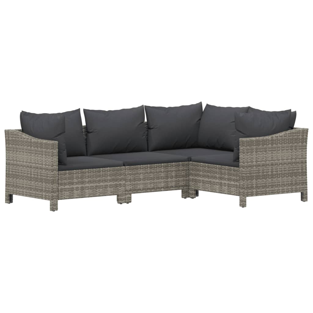 7 Piece Patio Lounge Set with Cushions Gray Poly Rattan