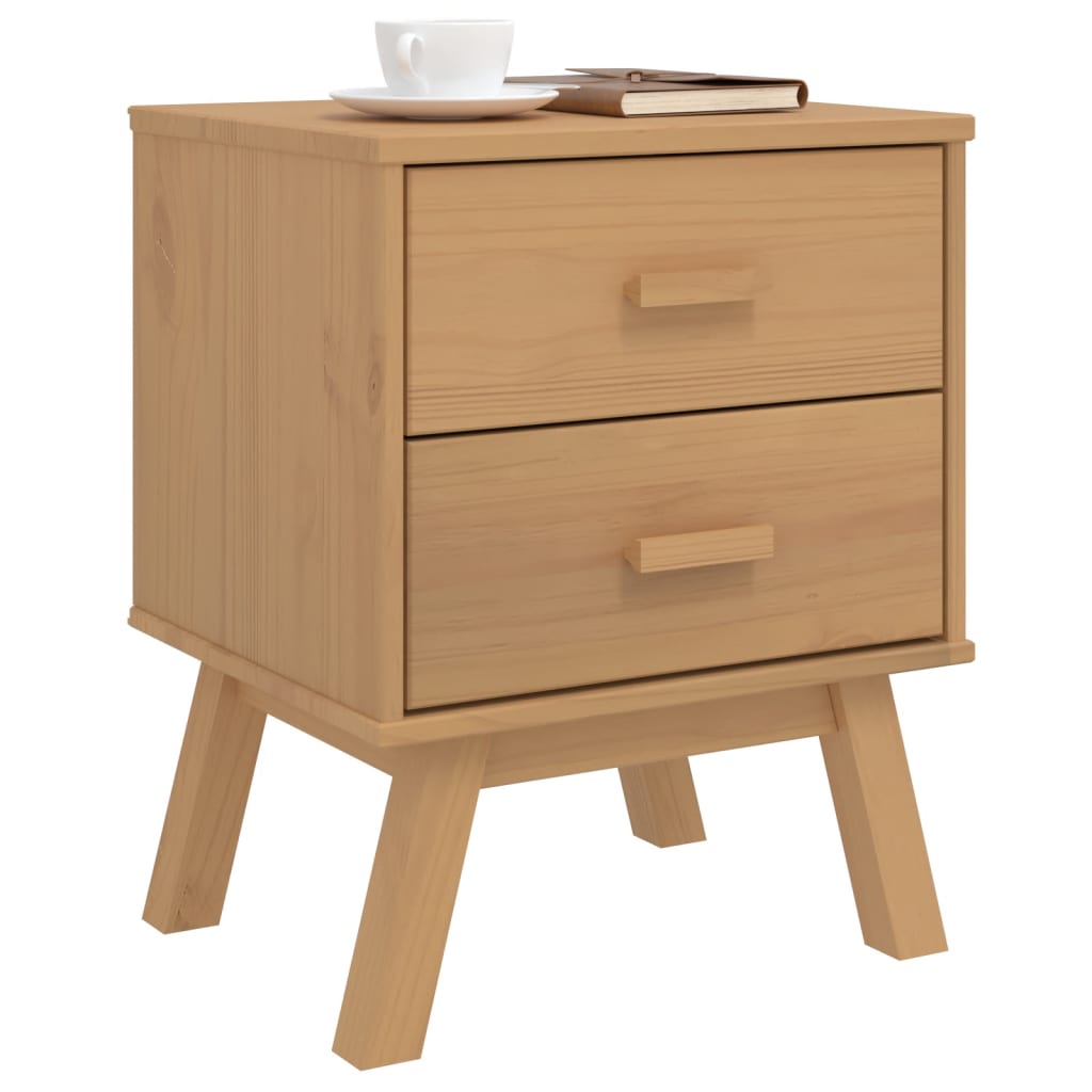 Bedside Cabinet OLDEN Brown Solid Wood Pine