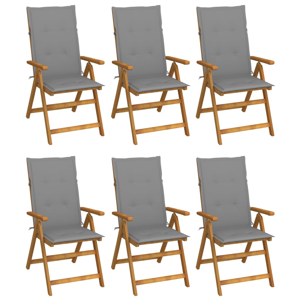 Patio Reclining Chairs 4 pcs with Cushions Solid Acacia Wood