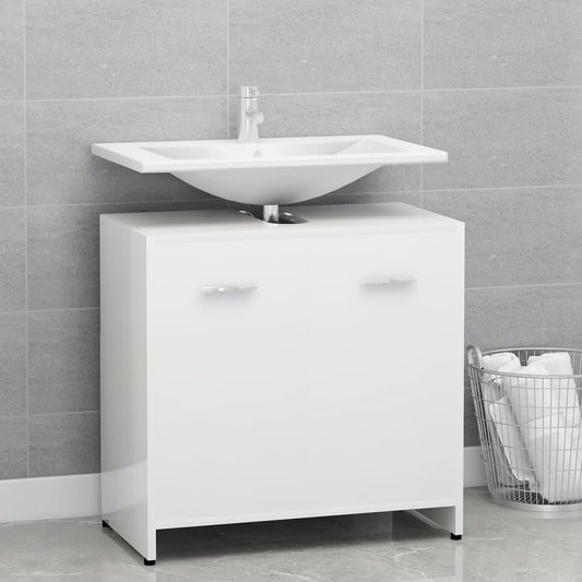 Bathroom Cabinet High Gloss White 23.6"x13"x24" Engineered Wood