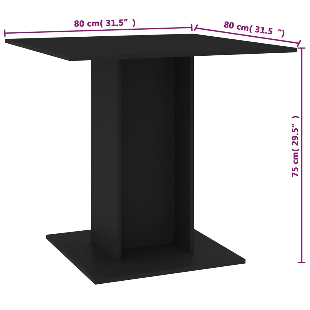 Dining Table Black 31.5"x31.5"x29.5" Engineered Wood