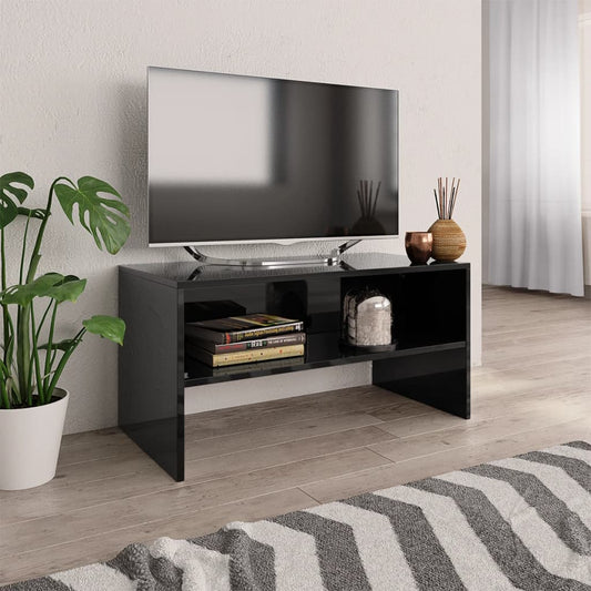 TV Stand High Gloss Black 31.5"x15.7"x15.7" Engineered Wood