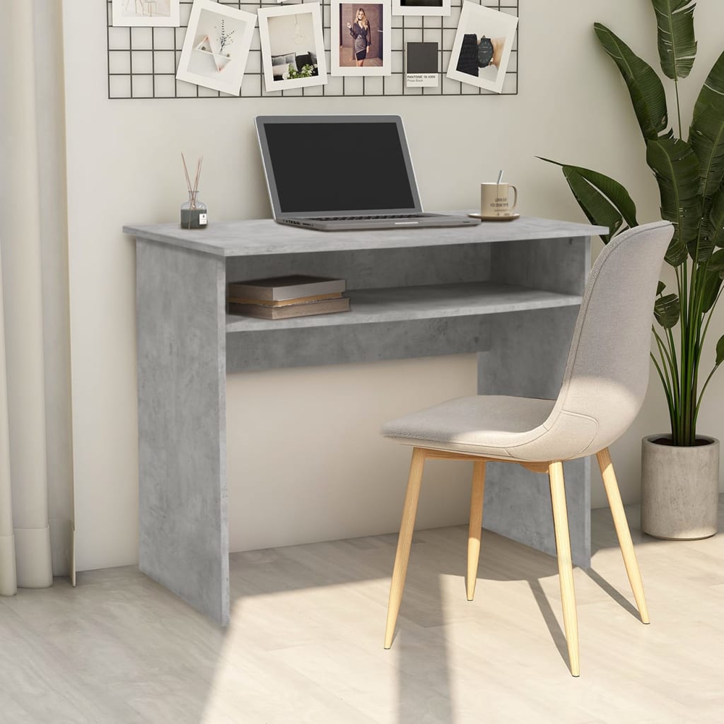 Desk Gray 35.4"x19.7"x29.1" Engineered Wood