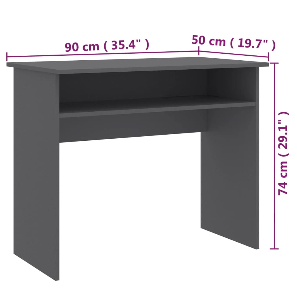 Desk Gray 35.4"x19.7"x29.1" Engineered Wood