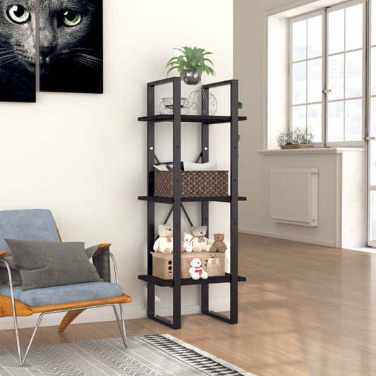 3-Tier Book Cabinet Black 15.7"x11.8"x41.3" Engineered Wood