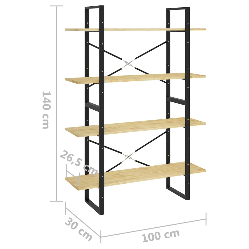 4-Tier Book Cabinet 39.4"x11.8"x55.1" Solid Pine Wood