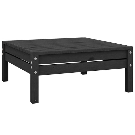 Patio Footstool Black Solid Wood Pine