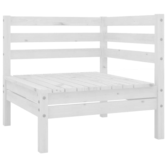 Patio Corner Sofa White Solid Wood Pine