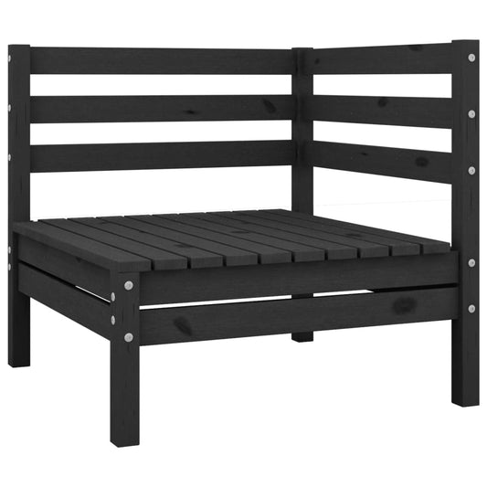 Patio Corner Sofa Black Solid Wood Pine