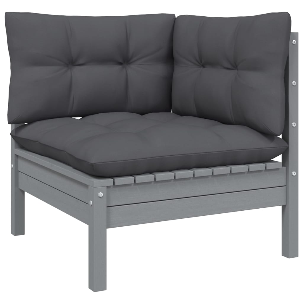 2-Seater Patio Sofa with Cushions Gray Solid Pinewood