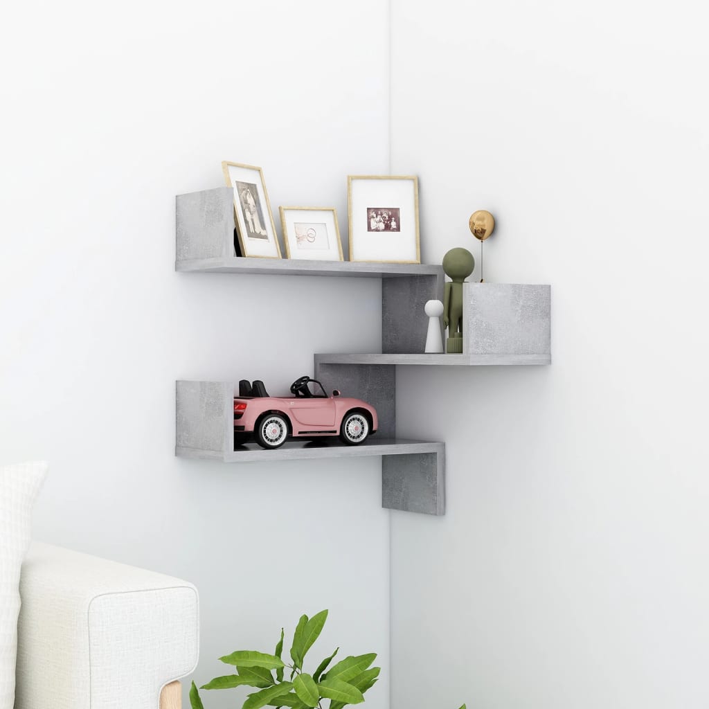 Wall Corner Shelf Gray 15.7"x15.7"x19.7" Engineered Wood