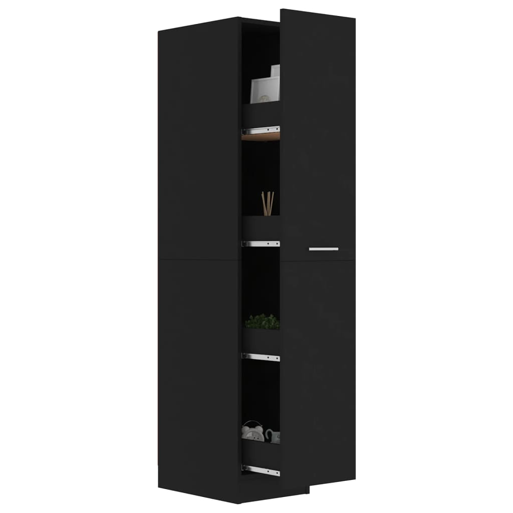 Apothecary Cabinet Black 11.8"x16.7"x59.1" Engineered Wood