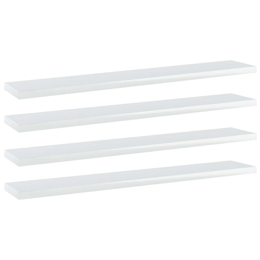 Bookshelf Boards 4 pcs High Gloss White 23.6"x3.9"x0.6" Engineered Wood