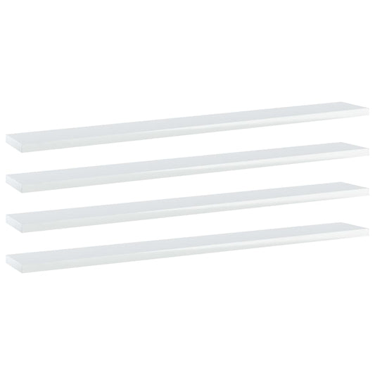 Bookshelf Boards 4 pcs High Gloss White 31.5"x3.9"x0.6" Engineered Wood