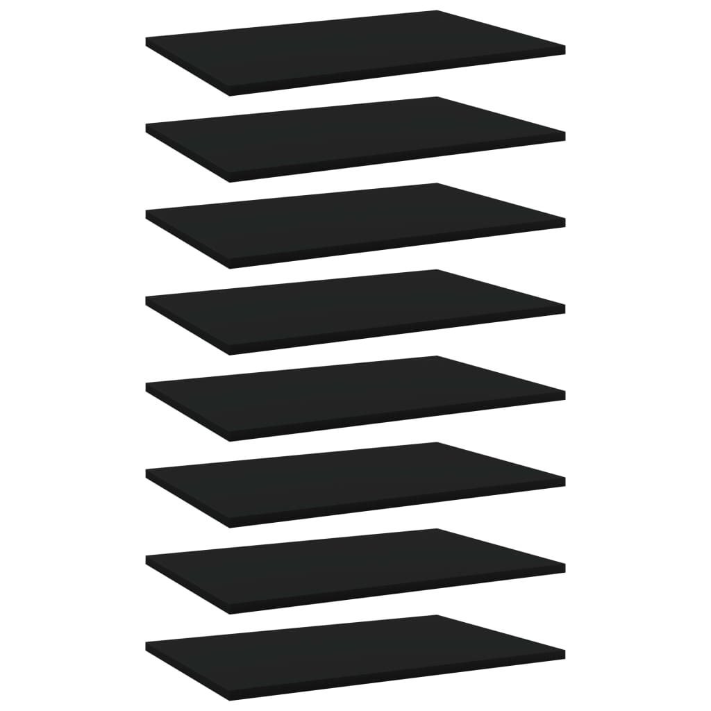 Bookshelf Boards 8 pcs Black 23.6"x15.7"x0.6" Engineered Wood