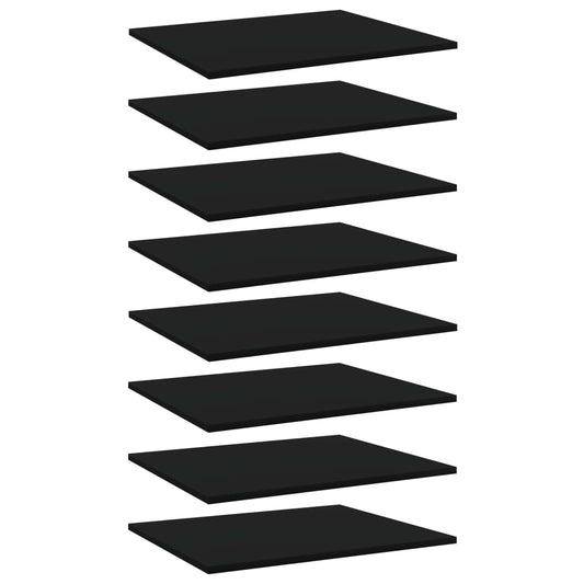 Bookshelf Boards 8 pcs Black 23.6"x19.7"x0.6" Engineered Wood