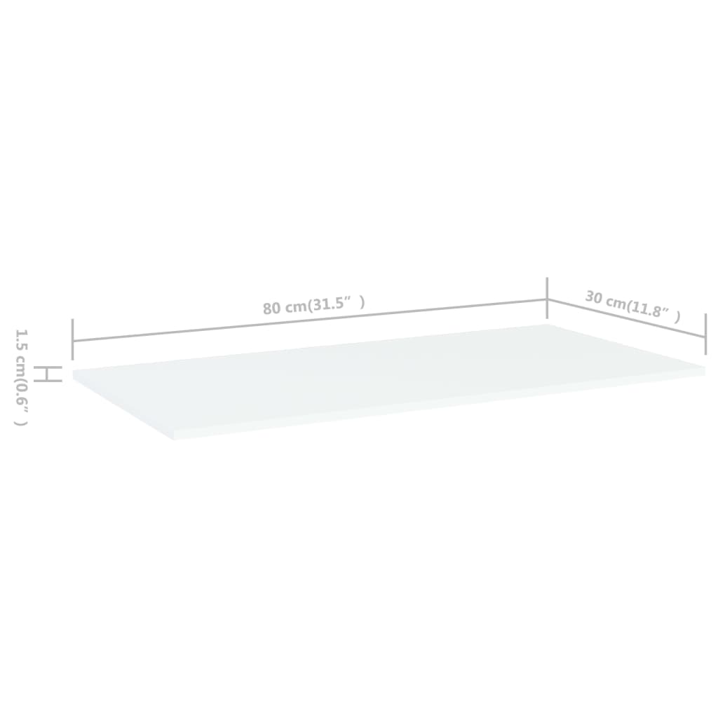 Bookshelf Boards 8 pcs White 31.5"x11.8"x0.6" Engineered Wood