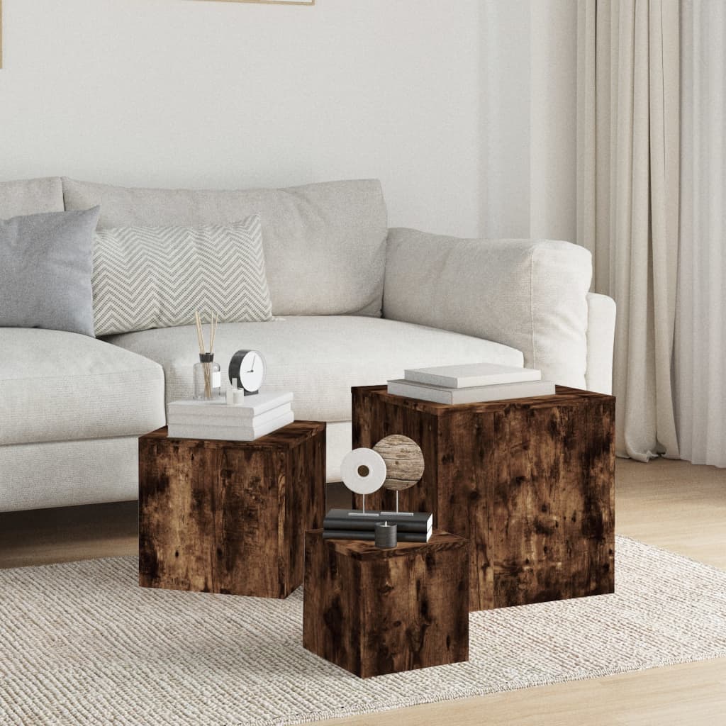 side-tables-3-pcs-smoked-oak-engineered-wood At Willow and Wine USA!