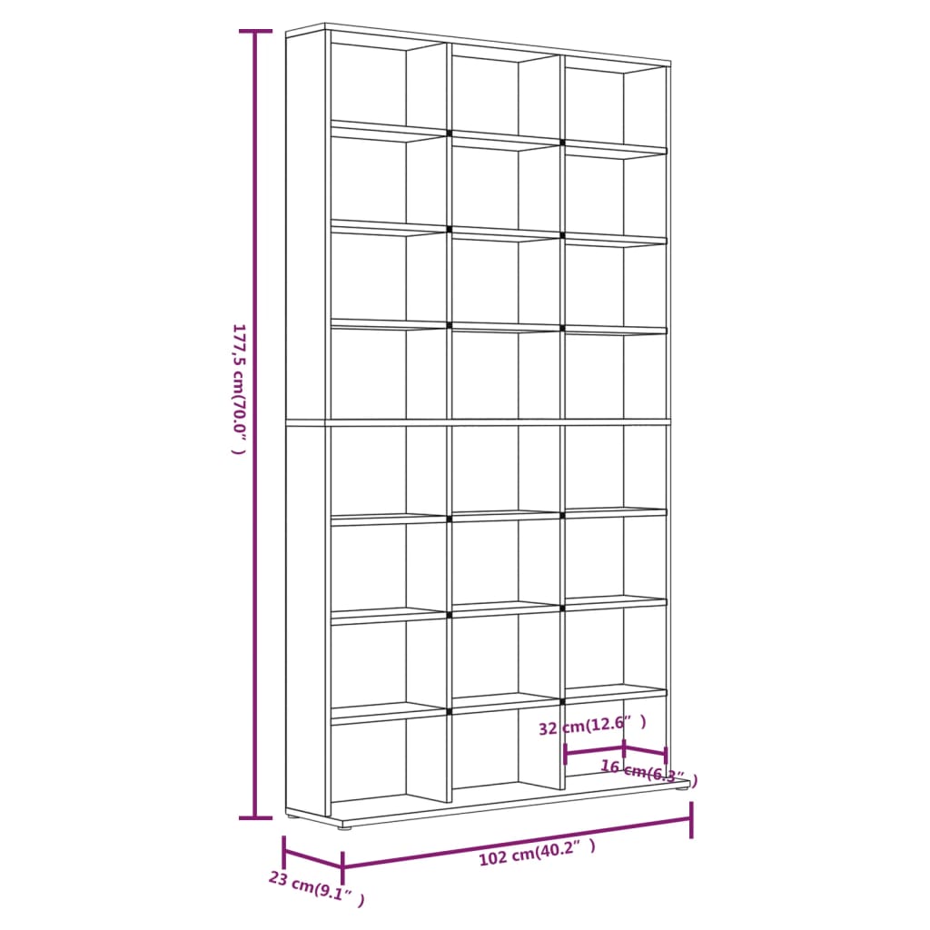 CD Cabinet Gray Sonoma 40.2"x9.1"x69.9" Engineered Wood