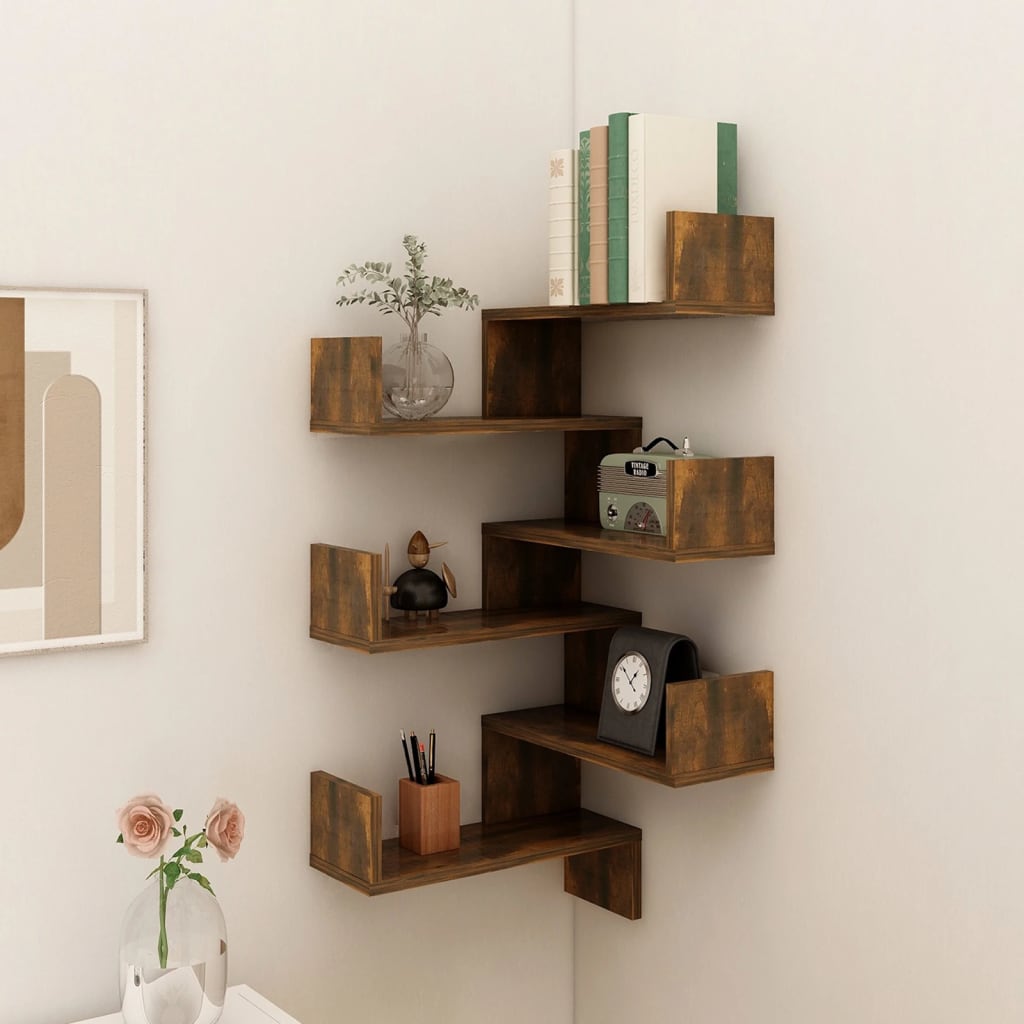 Wall Corner Shelf Gray 15.7"x15.7"x19.7" Engineered Wood