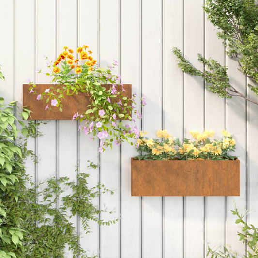 wall-planters-2-pcs-rusty-corten-steel-20-9-x3-9-x6-7 At Willow and Wine USA!