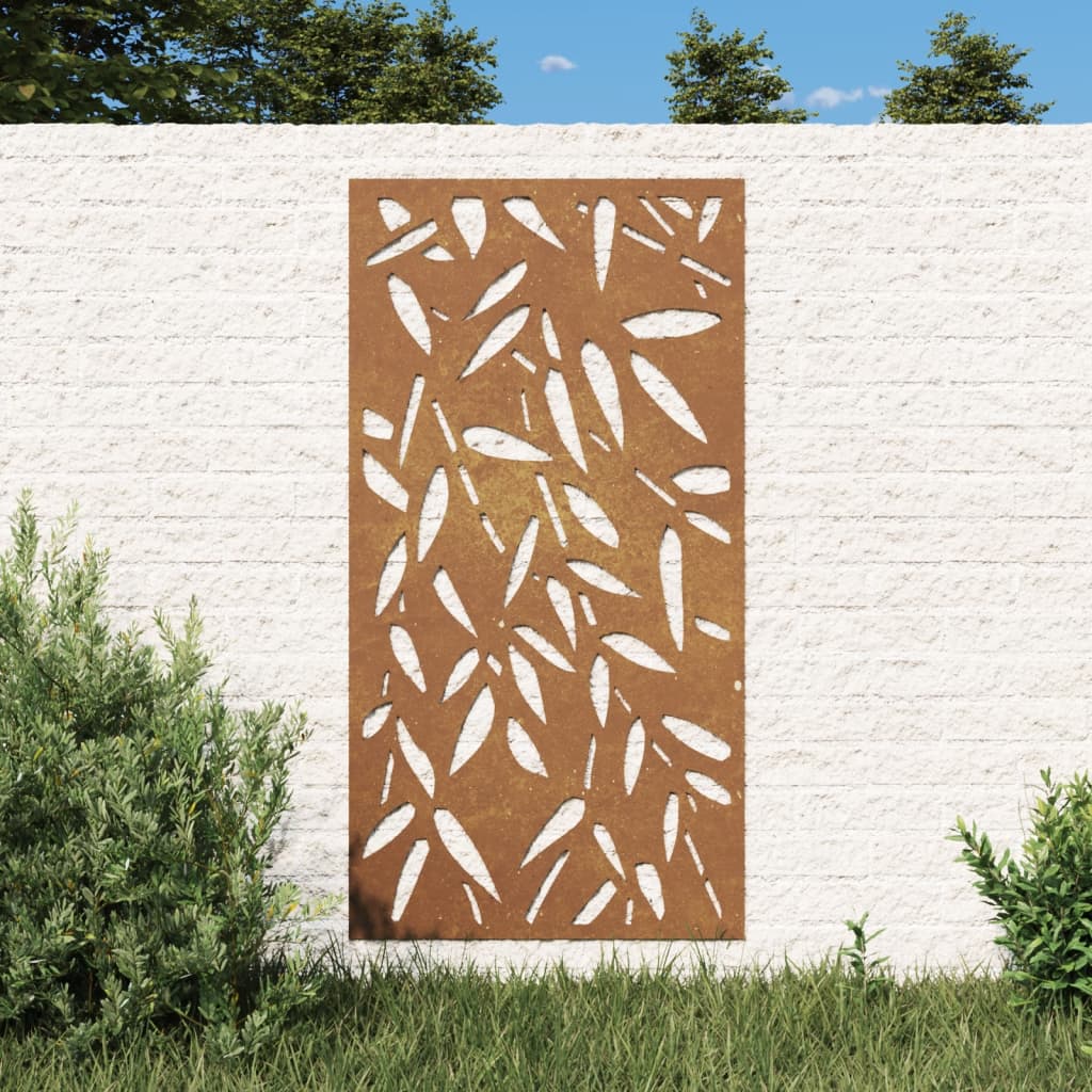 patio-wall-decoration-41-3-x21-7-corten-steel-bamboo-leaf-design At Willow and Wine USA!