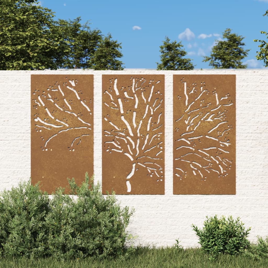 patio-wall-decorations-3-pcs-41-3-x21-7-corten-steel-tree-design At Willow and Wine USA!