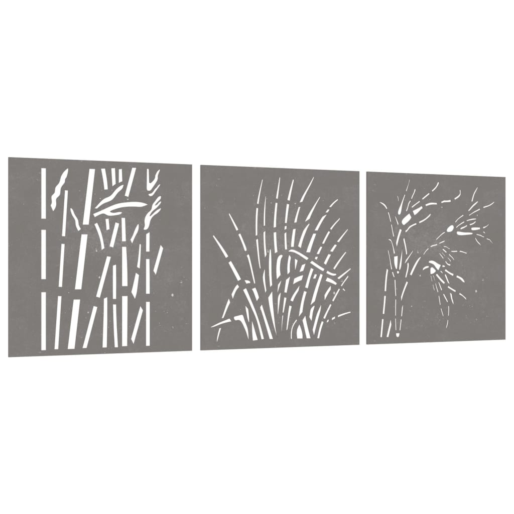 patio-wall-decorations-3-pcs-21-7-x21-7-corten-steel-grass-design At Willow and Wine USA!