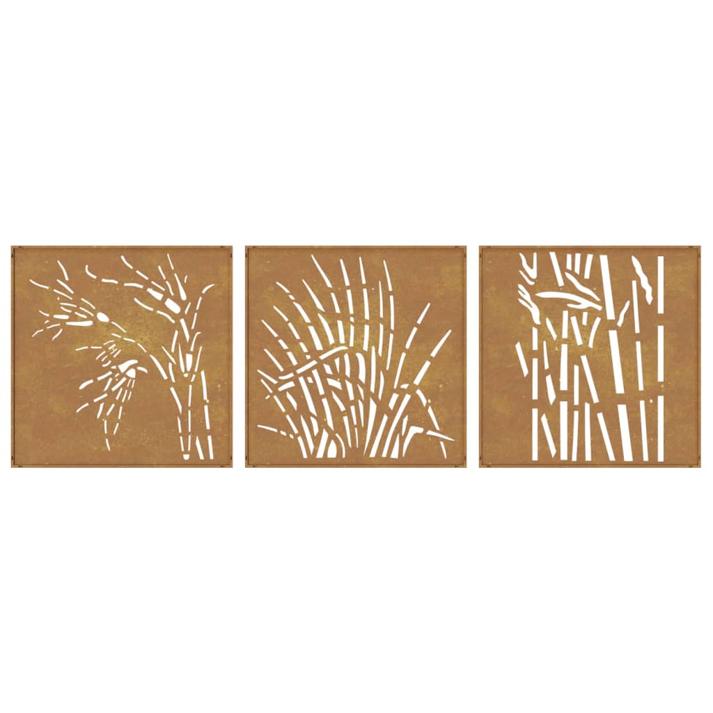 patio-wall-decorations-3-pcs-21-7-x21-7-corten-steel-grass-design At Willow and Wine USA!