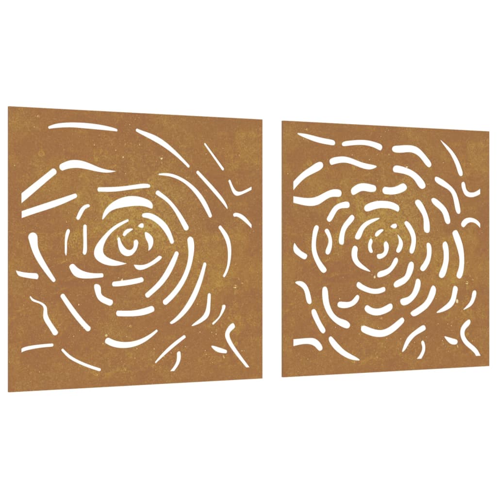 patio-wall-decorations-2-pcs-21-7-x21-7-corten-steel-rose-design At Willow and Wine USA!