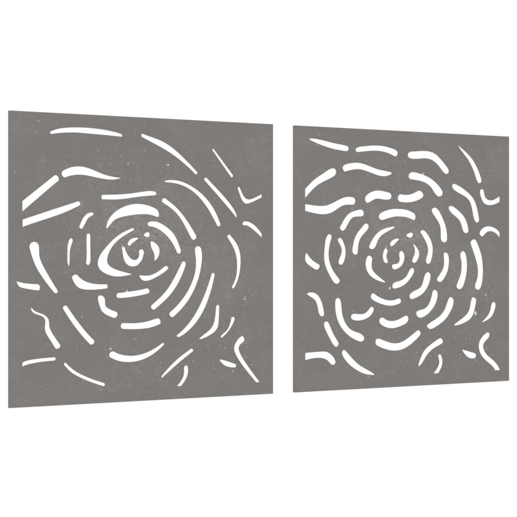 patio-wall-decorations-2-pcs-21-7-x21-7-corten-steel-rose-design At Willow and Wine USA!